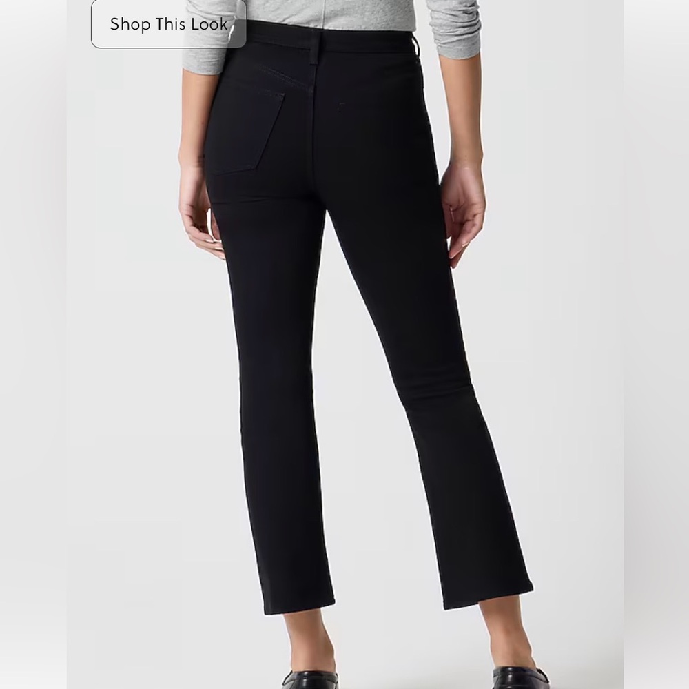 NWT JCrew Factory All day Stretch flare crop black jeans. Size 28